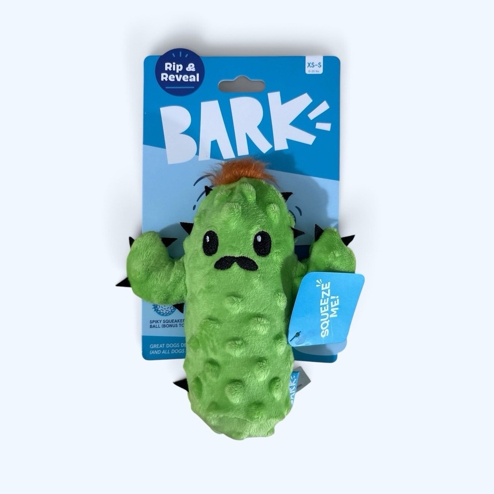 Bark Box M-L Prickly Pete Cactus Crinkle Squeaker Rip & Reveal Plush Dog Toy